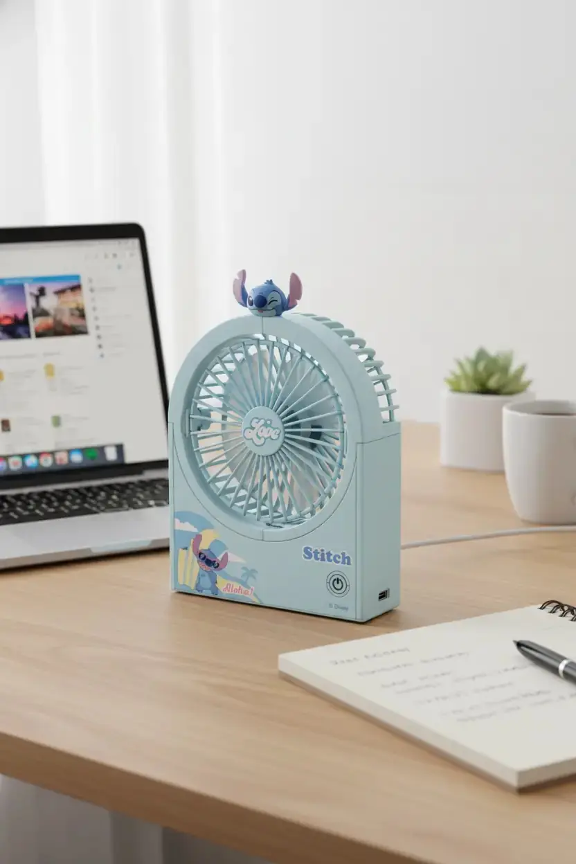 Disney Lilo & Stitch Lisanslı Dönebilen Mini Fan – Kompakt Ve Eğlenceli