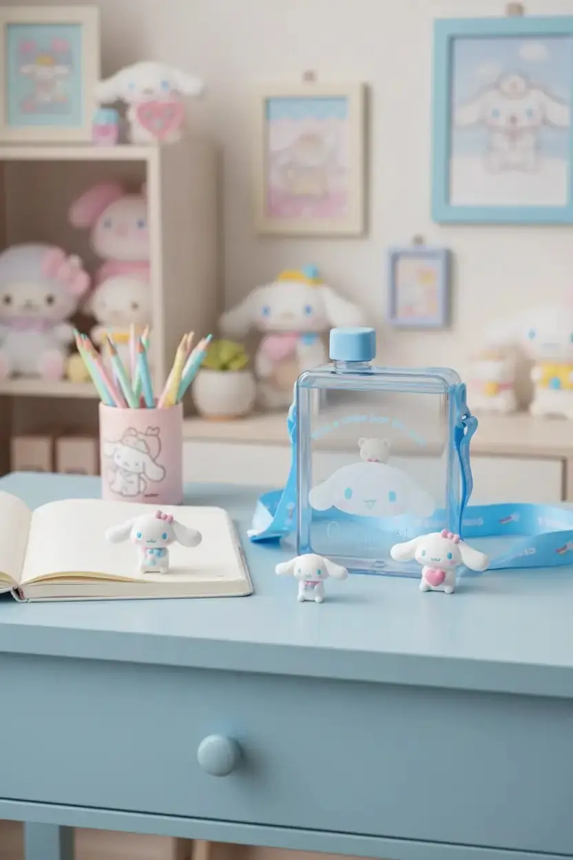 Sanrio Lisanslı Omuz Askılı Sızdırmaz Plastik Su Şişesi Cinnamoroll 500 ml