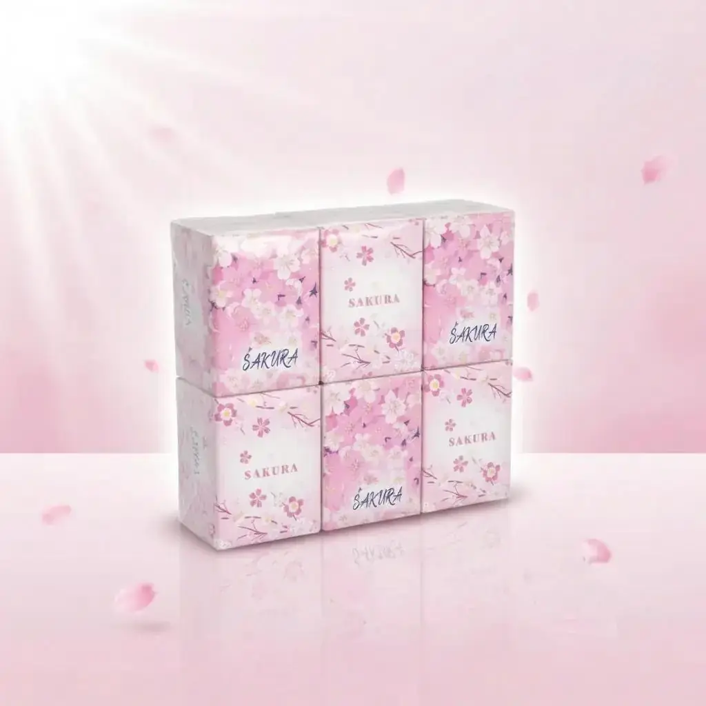 Miniso Lisanslı Sakura Serisi Kağıt Mendil – Sakura Kokulu Yumuşak ve Dayanıklı Cep Mendili 18'li Paket