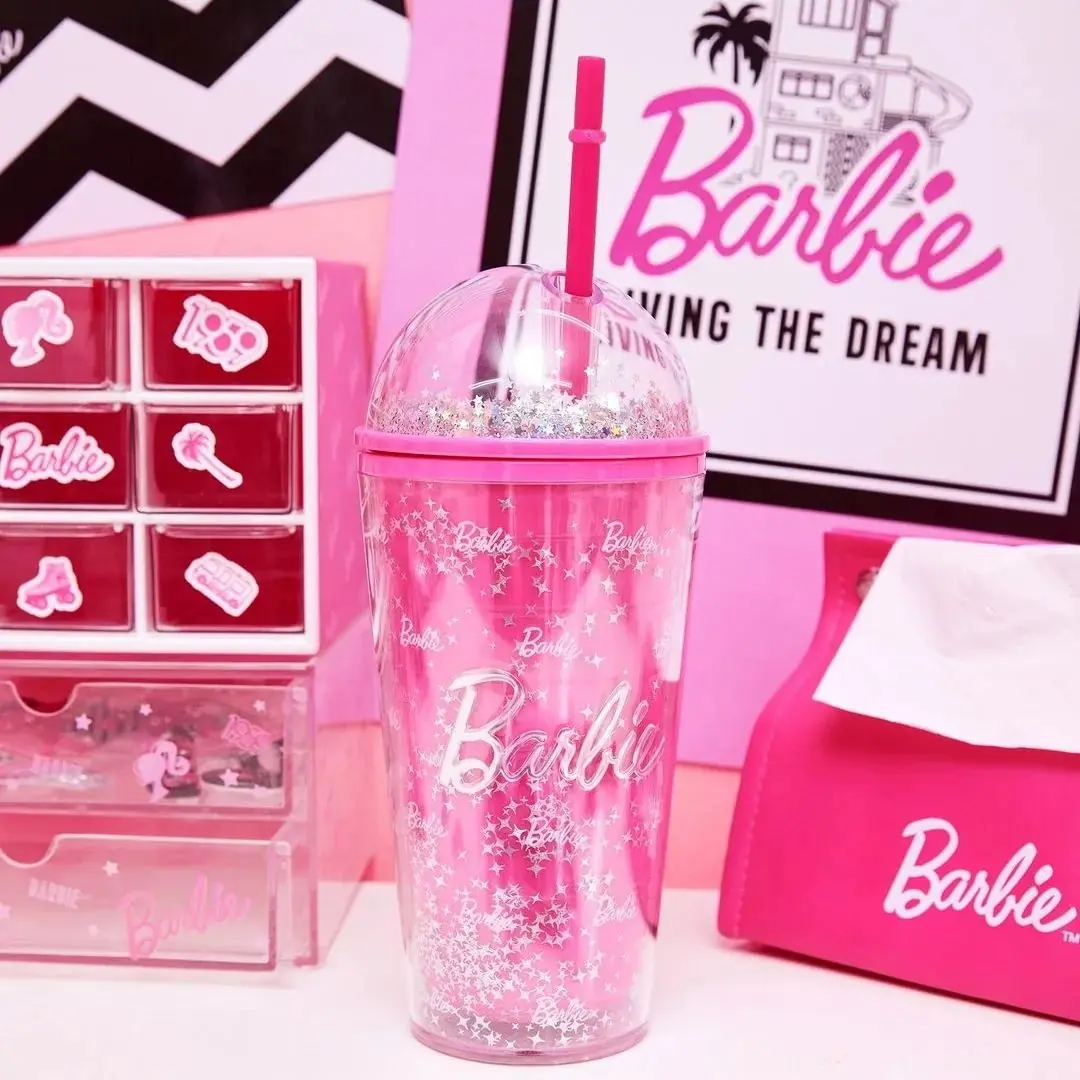 Barbie Lisanslı Çift Cidarlı Pipetli Şişe (600Ml)