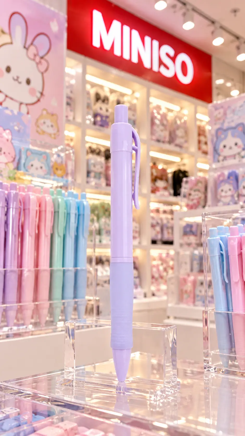 Miniso Lisanslı Hayvan Serisi Roller Kalem 0,5 mm – Mavi Yazım Mor Gövde