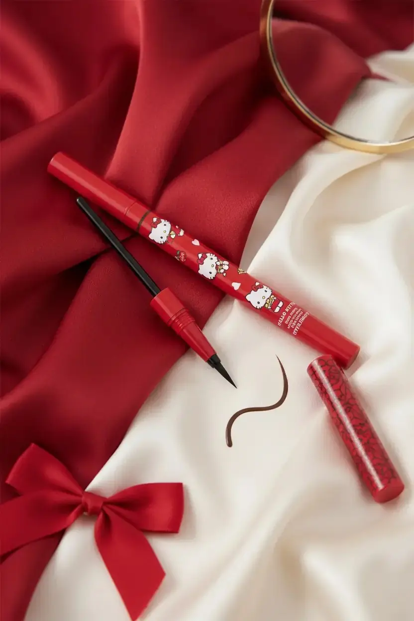 Sanrio Lisanslı Hello Kitty Likit Eyeliner 02 Koyu Kahverengi – Belirgin ve Dengeli Görünüm