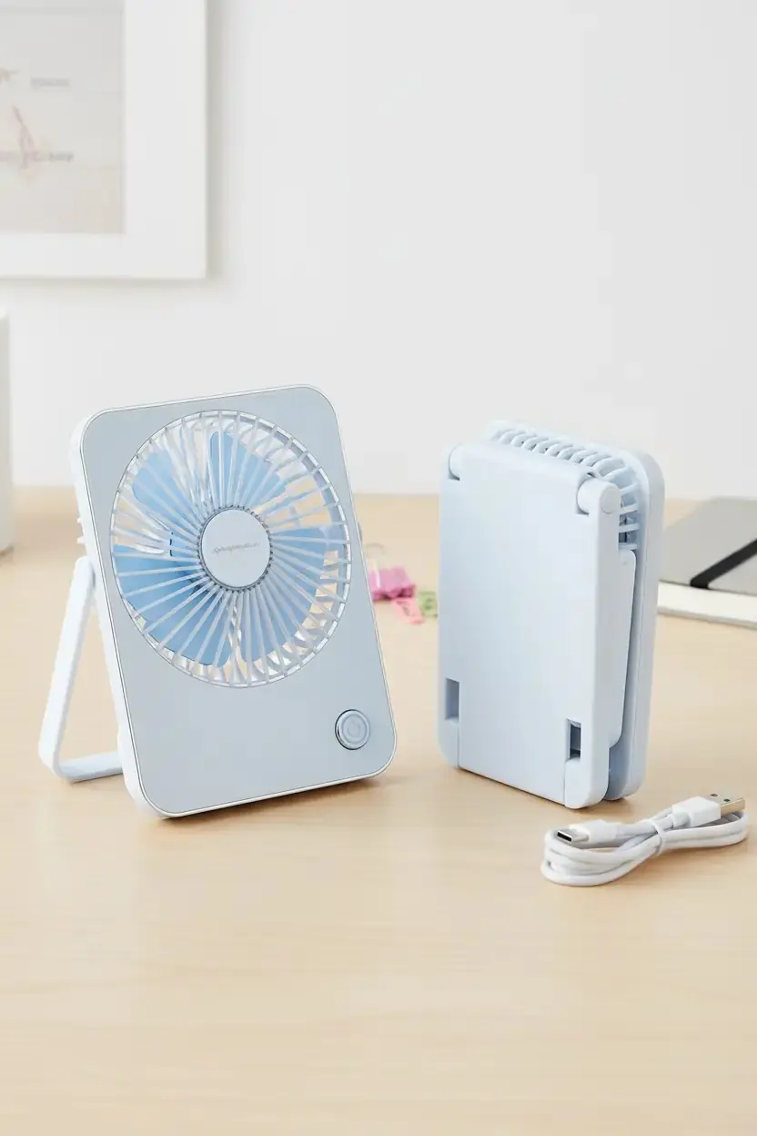 Miniso Lisanslı Makaron Serisi Katlanabilir Mini Fan Mavi – Şarj Edilebilir Taşınabilir Fan 17,8 Cm
