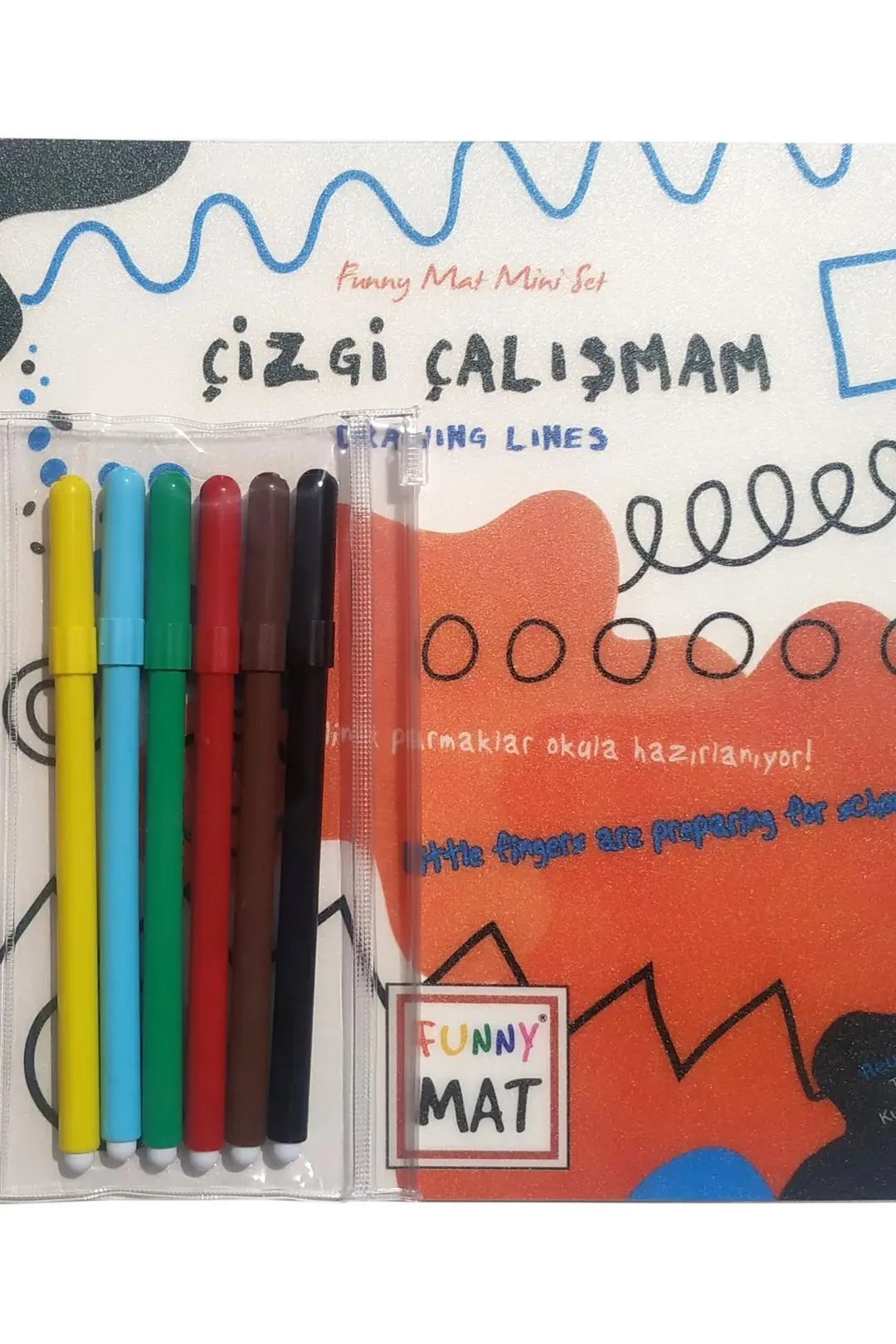 Akademi Çocuk Mini Funny Mat Çizgi Çalışmam – 6 Kalemli Eğitici Aktivite Seti