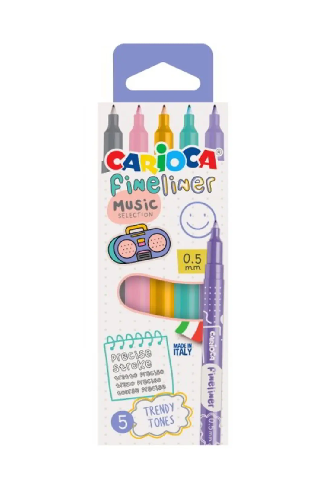 Carioca Fineliner Music İnce Uçlu Keçeli Kalem 5'li – Yazı ve Çizim Seti