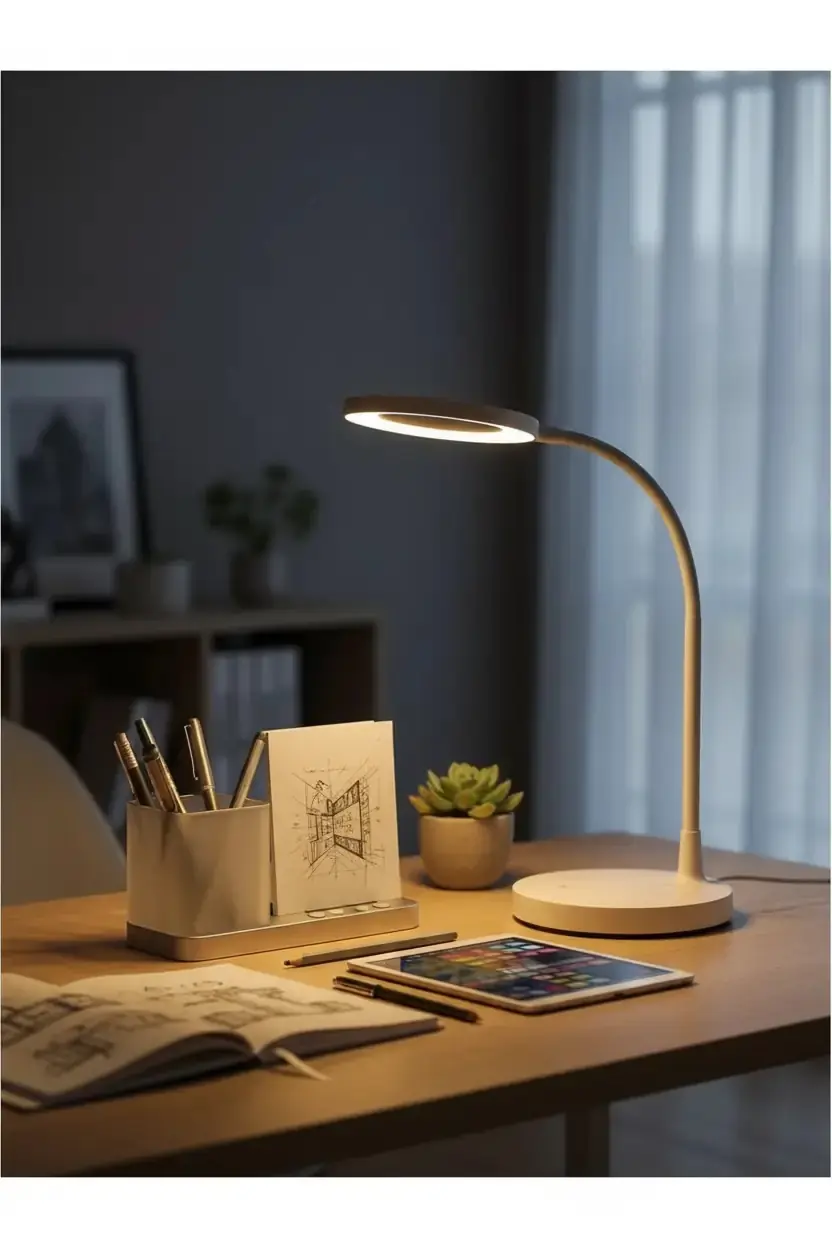 Miniso Lisanslı Yuvarlak Başlıklı Masa Lambası – 3 Kademeli Şarjlı Çalışma Lambası 43 Cm
