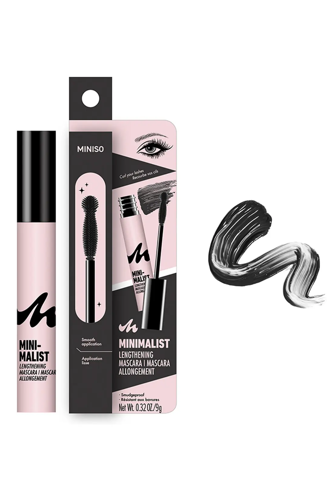 Miniso Lisanslı Minimalist Serisi Uzatma Etkili Maskara - Tek Tek Ayıran ve Ekstra Uzunluk Veren Siyah Maskara