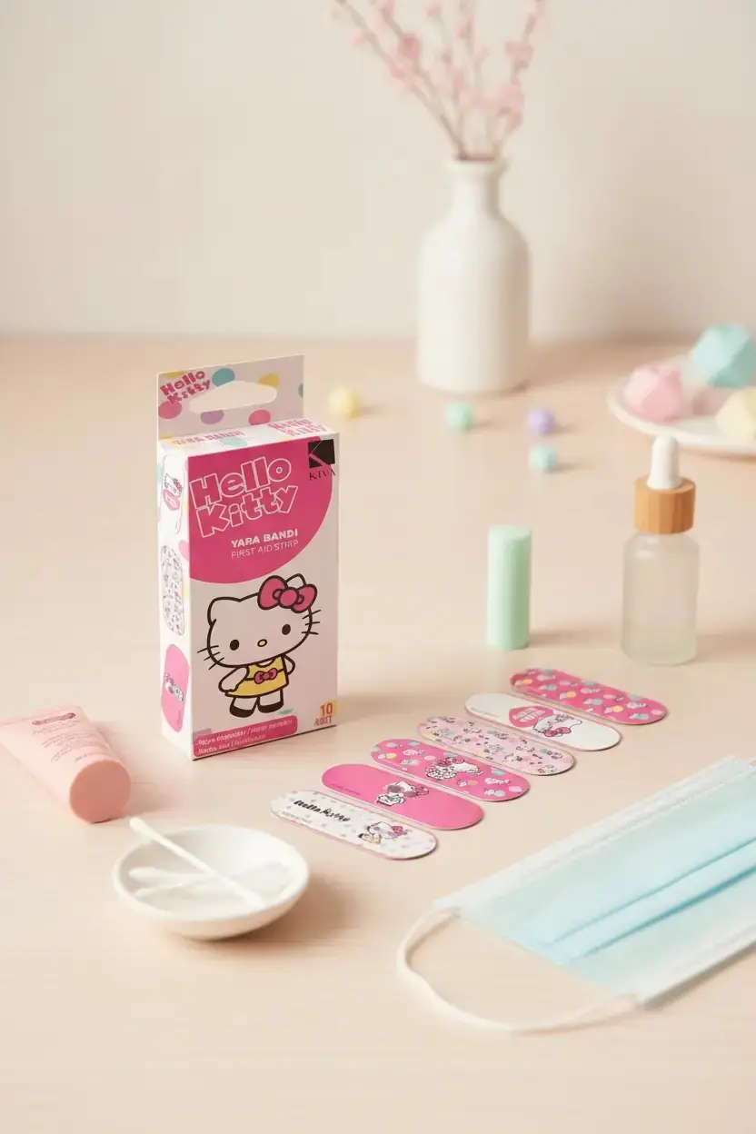 Hello Kitty Lisanslı Yara Bandı 10’lu Paket – Suya Dayanıklı ve Sevimli Tasarımlı