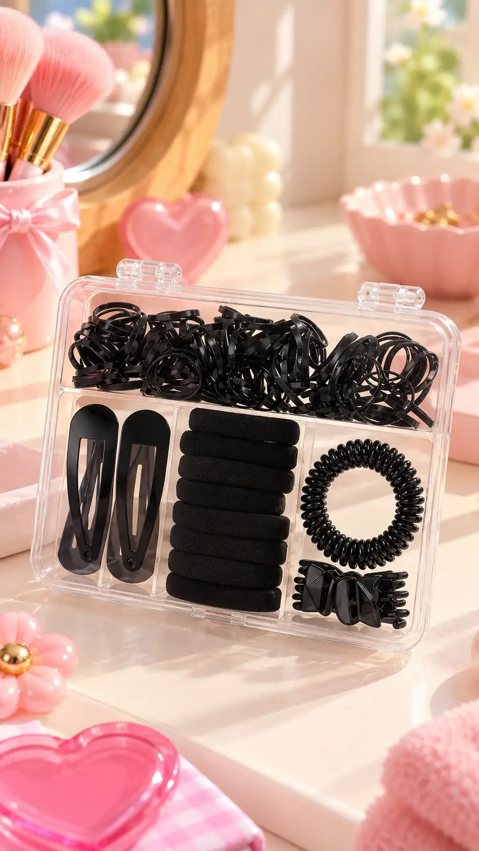 Miniso Lisanslı Siyah Renkli 125 Parça Saç Toka Seti 5 CM