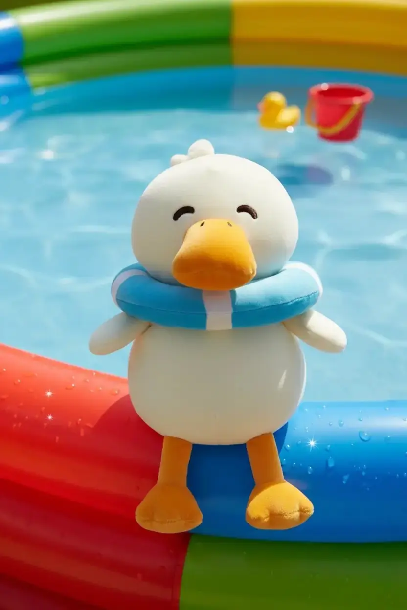 Miniso Lisanslı Dalış Ördeği Serisi Yüzme Simitli Peluş Oyuncak – 24 cm
