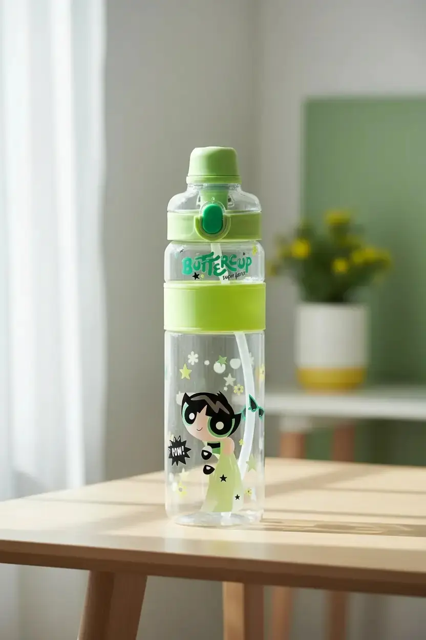Powerpuff Girls Lisanslı Buttercup Suluk 1100 Ml – Pipetli Büyük Kapasiteli Şişe