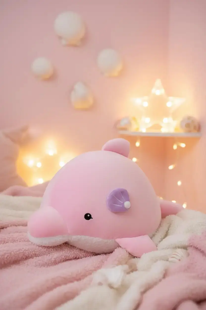 Miniso Lisanslı Okyanus Serisi 4.0 Yumuşak Yunus Balığı Peluş Oyuncak 25 Cm
