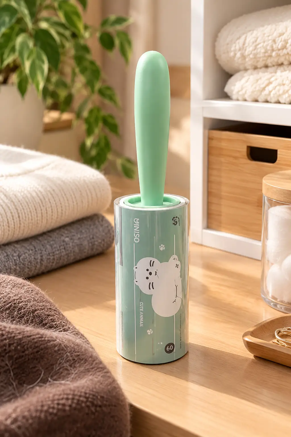 Miniso Lisanslı Hayvan Serisi Tüy Toplayıcı Rulo – 60 Yaprak Yeşil Kıyafet Kumaş Temizleyici