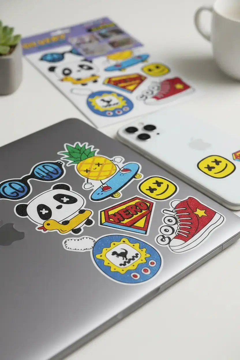 Gıpta Silvery Koleksiyonu Simli Renkli Sticker Seti – Işıltılı Telefon Ve Laptop Çıkartması 24 CM