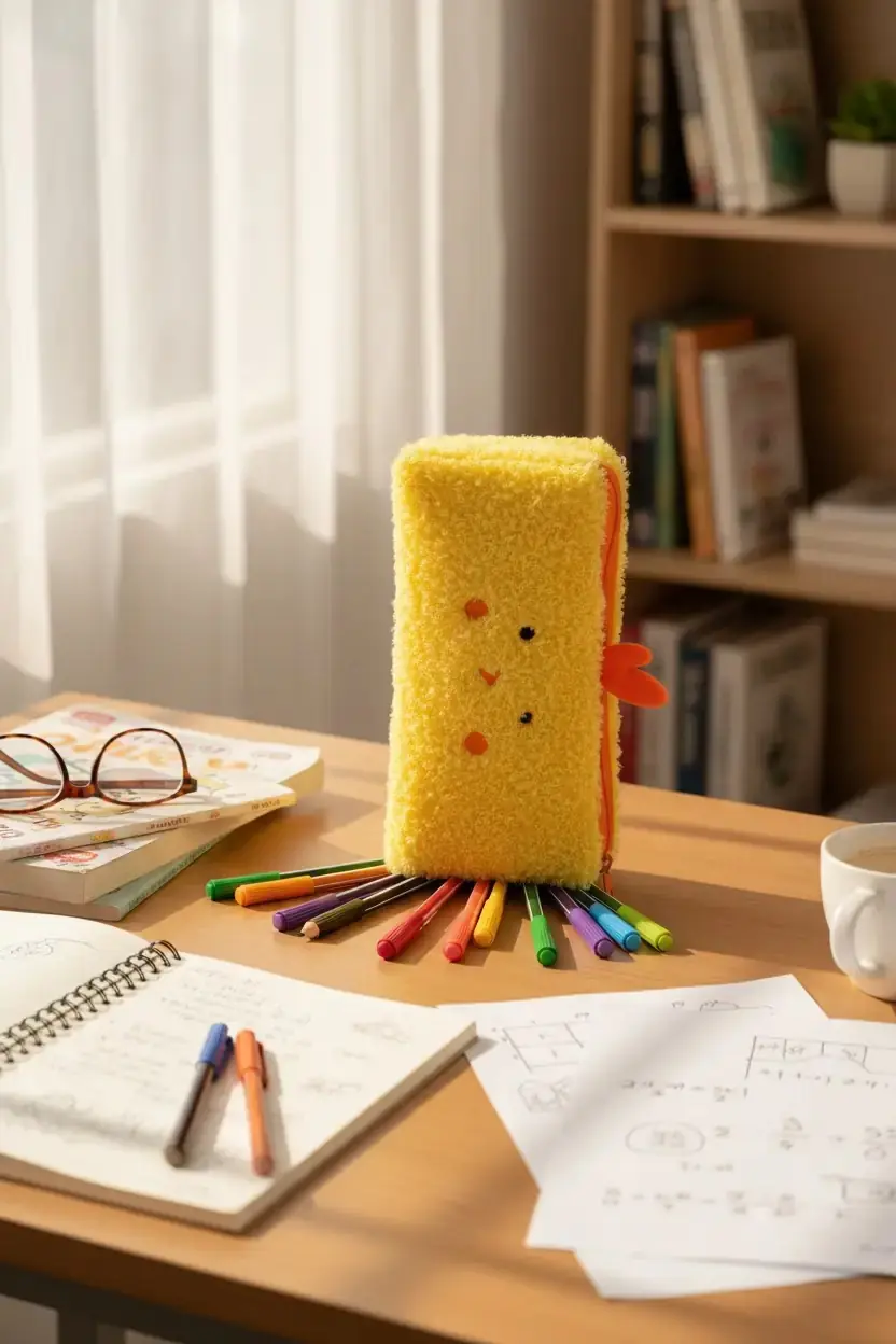 Miniso Lisanslı İlkbahar Koleksiyonu Tavuk Figürlü Peluş Kalemlik 22x10 Cm