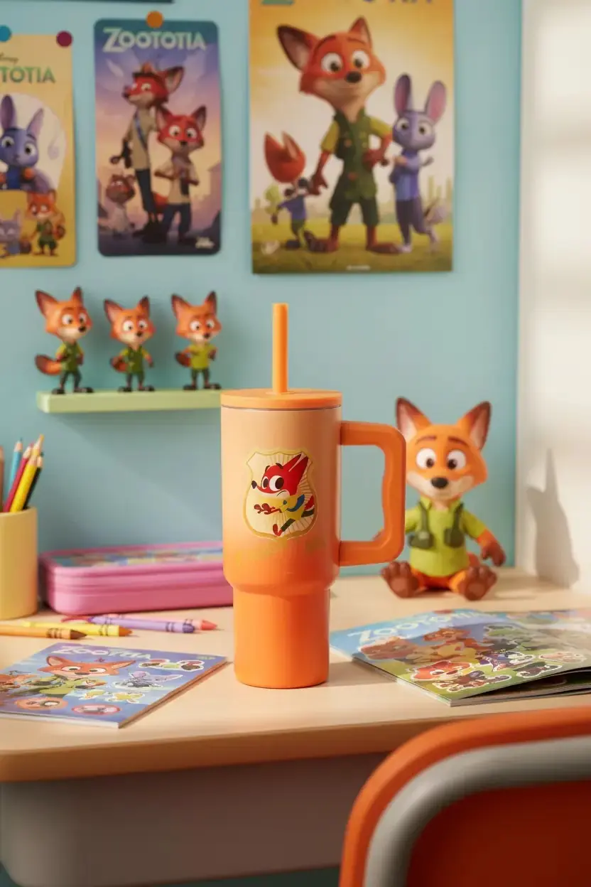Disney Lisanslı Zootropolis Nick Wilde Çelik Matara – Saplı & Pipetli Tasarım