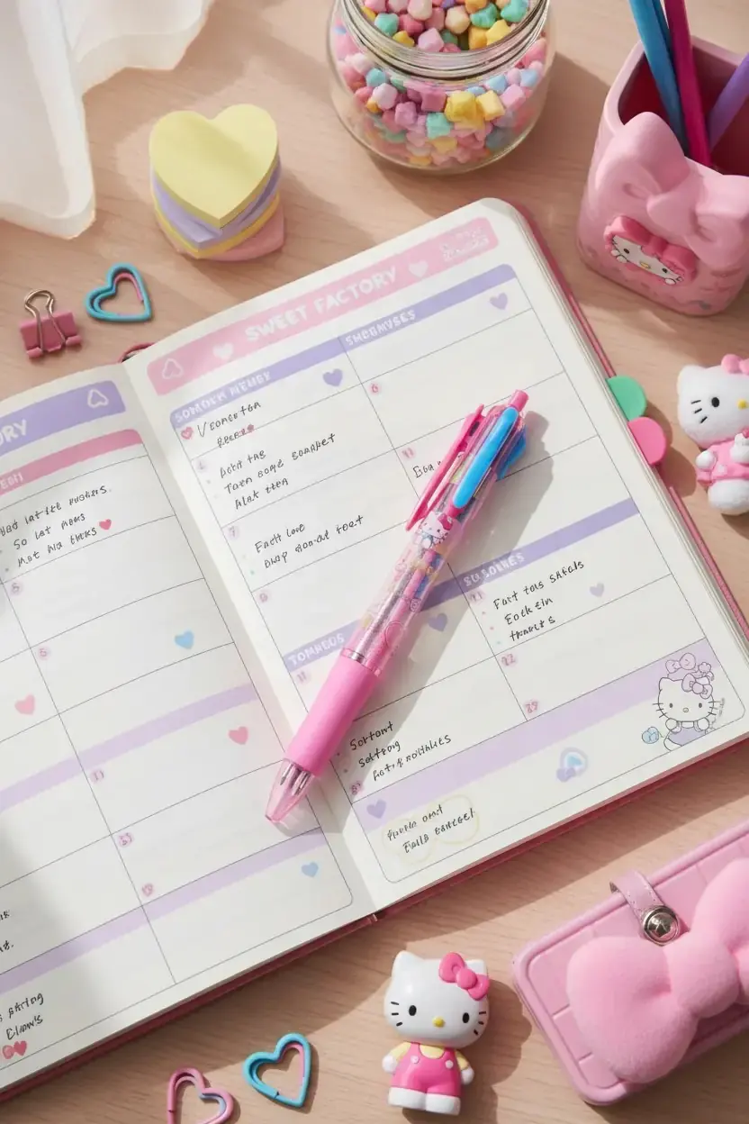 Sanrio Lisanslı Hello Kitty Tatlı Fabrikası 4 Renkli Kalem 14,5 Cm – Pratik Tasarım
