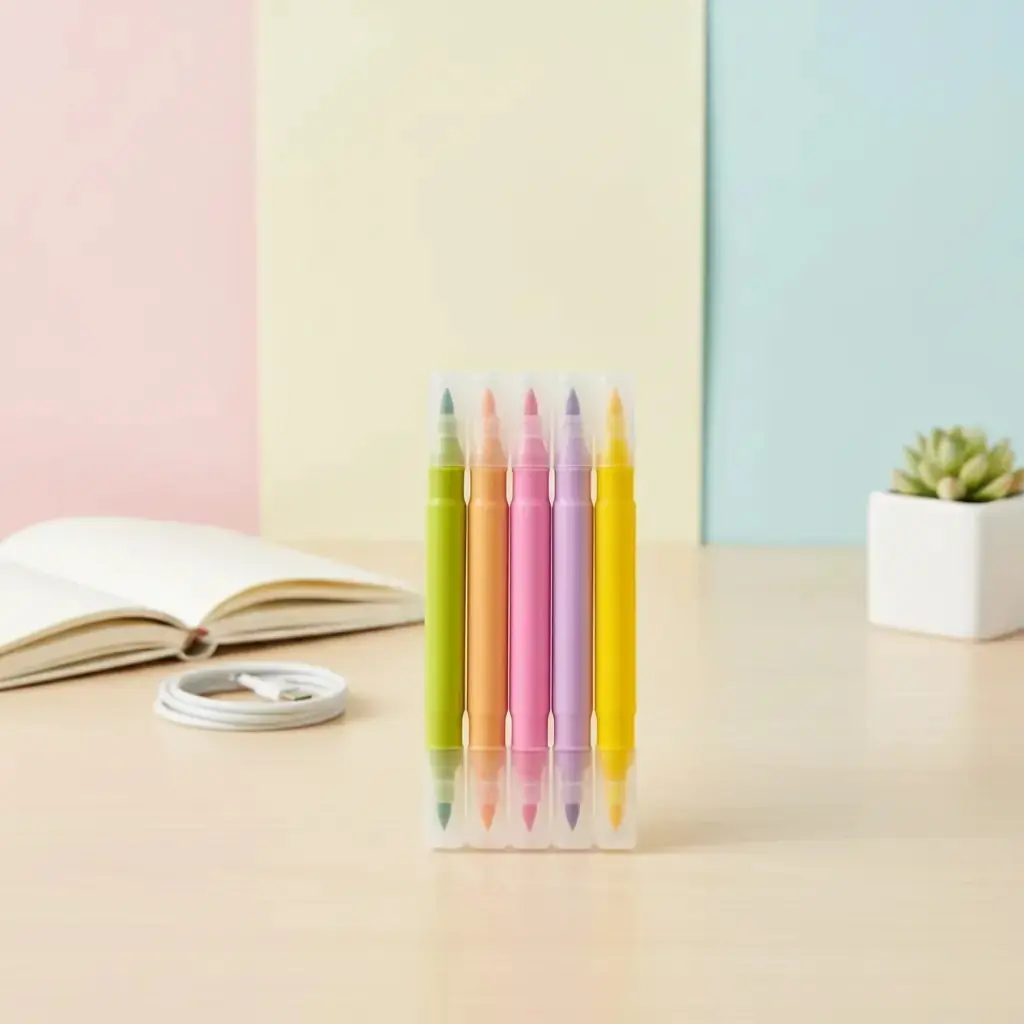 Miniso Lisanslı Lale Koleksiyonu Pastel Renkli Marker Kalem Seti (5 Adet)