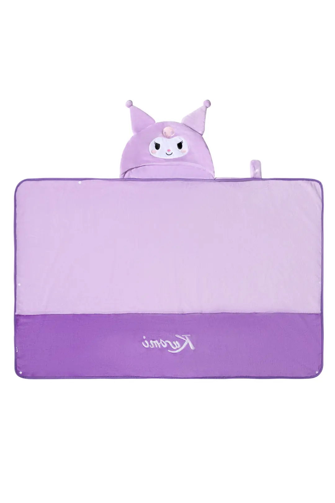 Sanrio Lisanslı Kuromi Kapüşonlu Battaniye – Yumuşak Dokulu Giyilebilir Battaniye 140x90 Cm