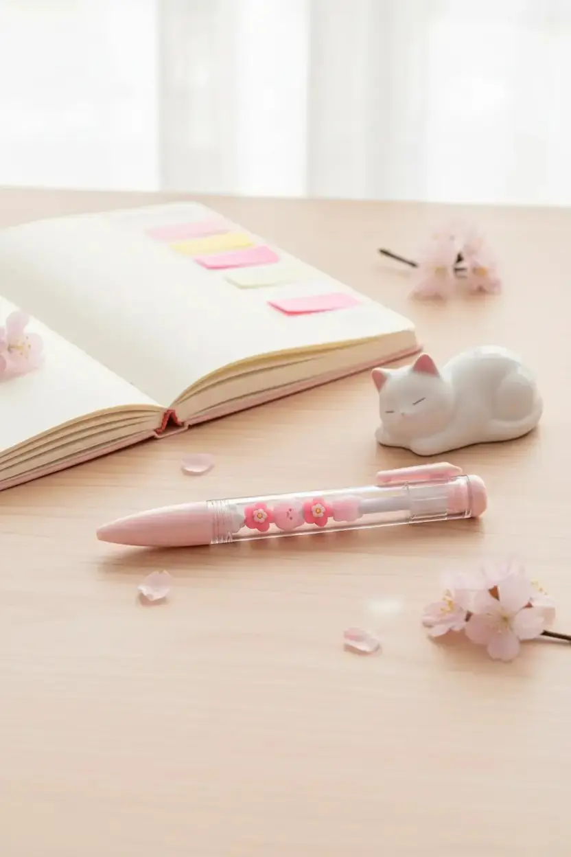 Miniso Lisanslı Sakura Cat Boncuklu Jel Kalem 0,5 mm – Siyah Mürekkepli