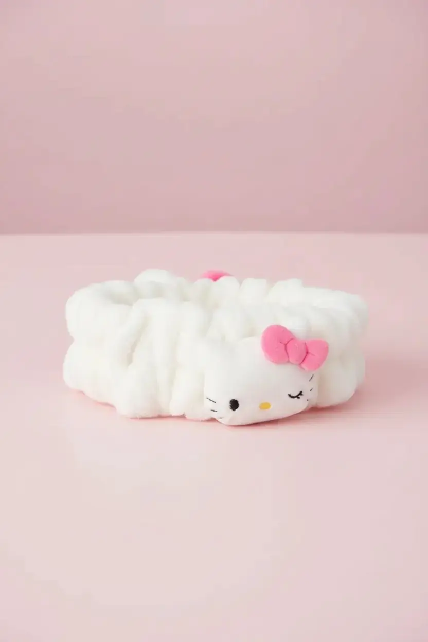 Sanrio Hello Kitty Lisanslı Kabartmalı Peluş Saç Bandı – Pembe – Yumuşak