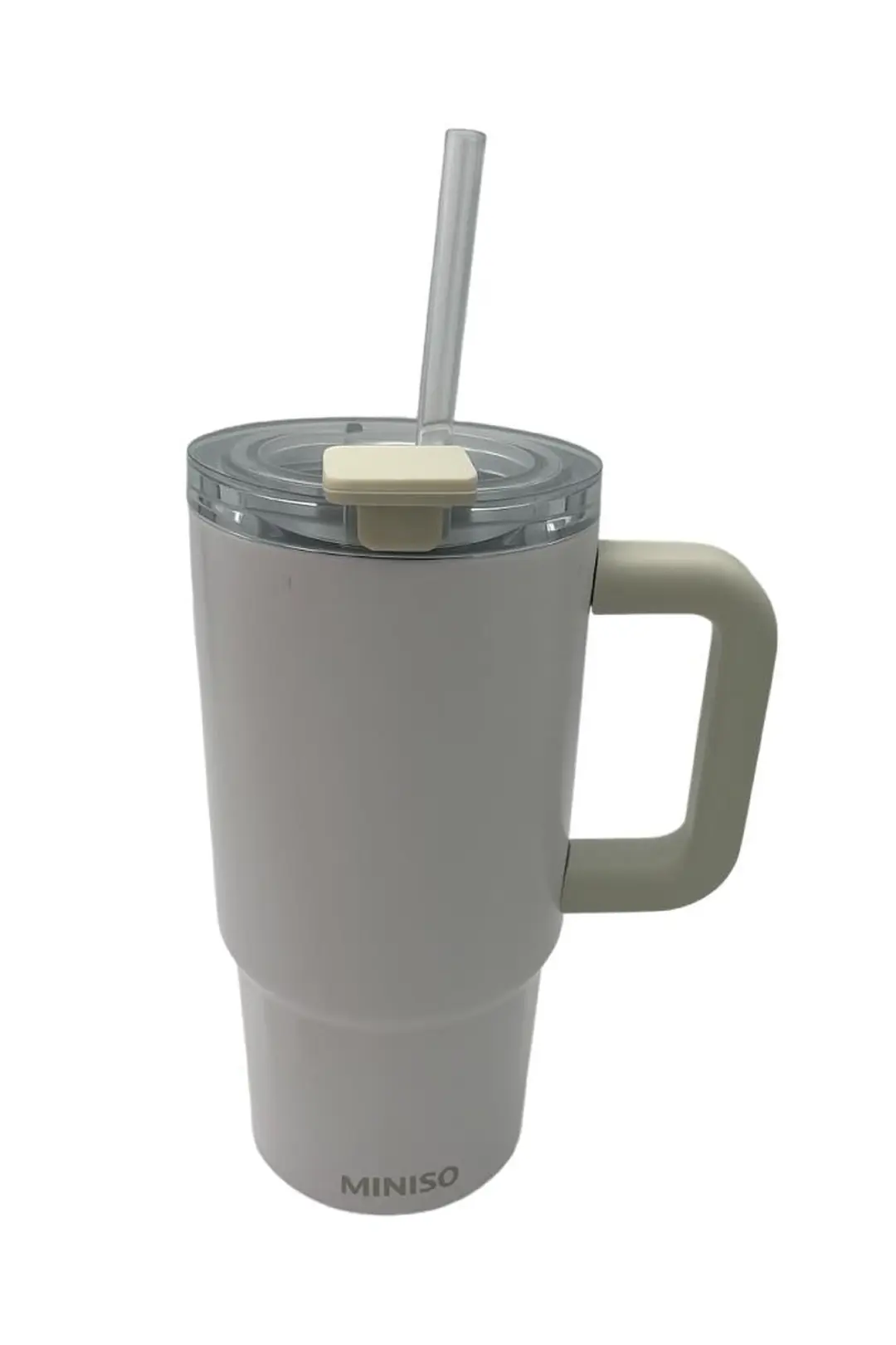 Düz Renk Pipetli Çift Duvarlı Çelik Termos 550 mL (Beyaz)