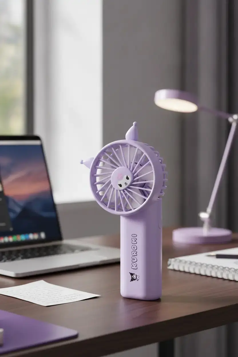 Sanrio Lisanslı Kuromi Mini Fan – 1800mAh Hafif Tasarım