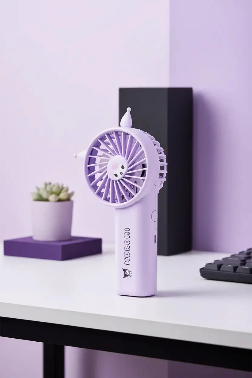 Sanrio Lisanslı Kuromi Mini Fan – 1800mAh Hafif Tasarım