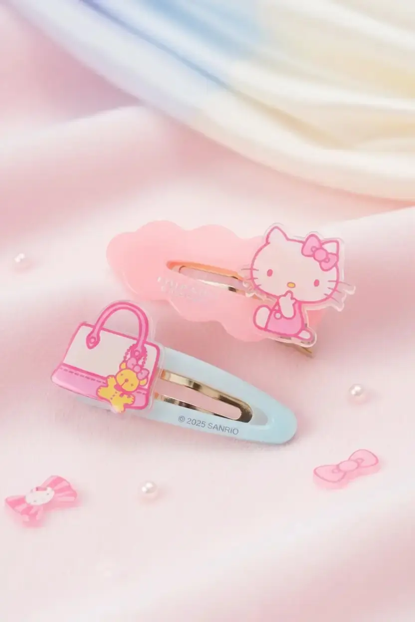Sanrio Lisanslı Hello Kitty Figürlü Saç Klipsi 11,5 Cm – 2 Adet Sevimli Renkli Tasarım