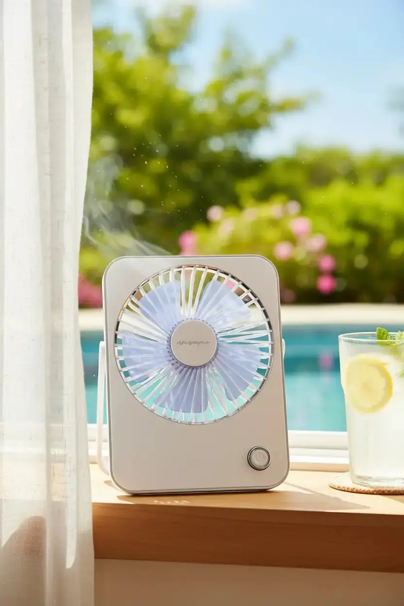 Miniso Lisanslı Makaron Serisi Katlanabilir Mini Fan Mor – Şarj Edilebilir Taşınabilir Fan 17,8 Cm