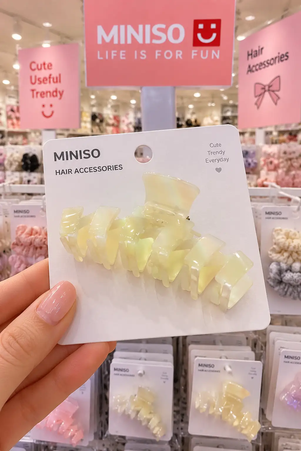 Miniso Lisanslı Renkli Kare Kıskaç Toka - Asetik Asit Dayanıklı Malzeme Yumuşak Geçişli Modern Saç Aksesuarı