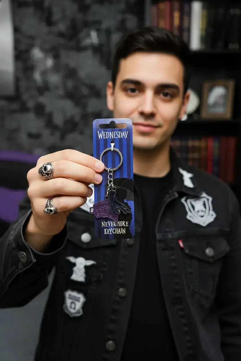 Wednesday Lisanslı Nevermore Academy Anahtarlık – Metal Tasarım