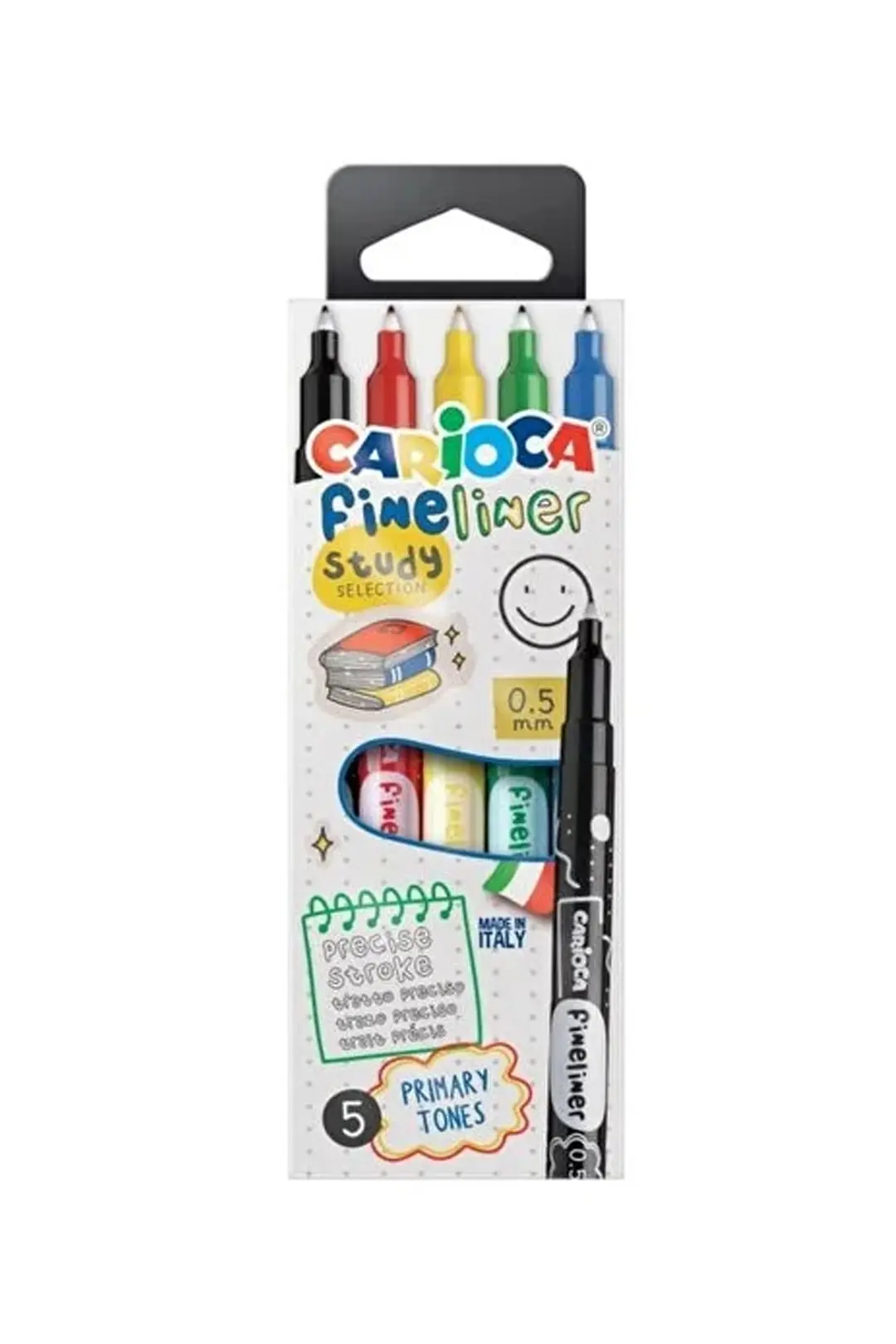 Carioca Fineliner Study Keçeli Kalem 5'li – 0,5 mm İnce Uçlu