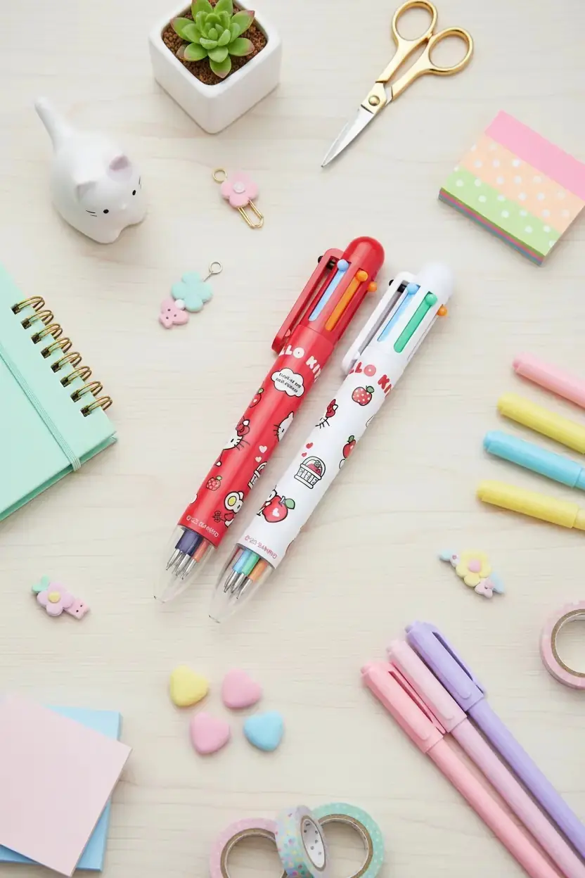 Sanrio Lisanslı Hello Kitty Çift Uçlu Marker Seti – 12 Renkli Çizim Kalemi 15,5 Cm