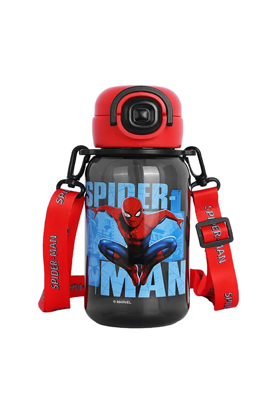 Marvel Lisanslı Spider-Man Askılı Pipetli Plastik Matara 19,2 Cm – Pratik Tasarım
