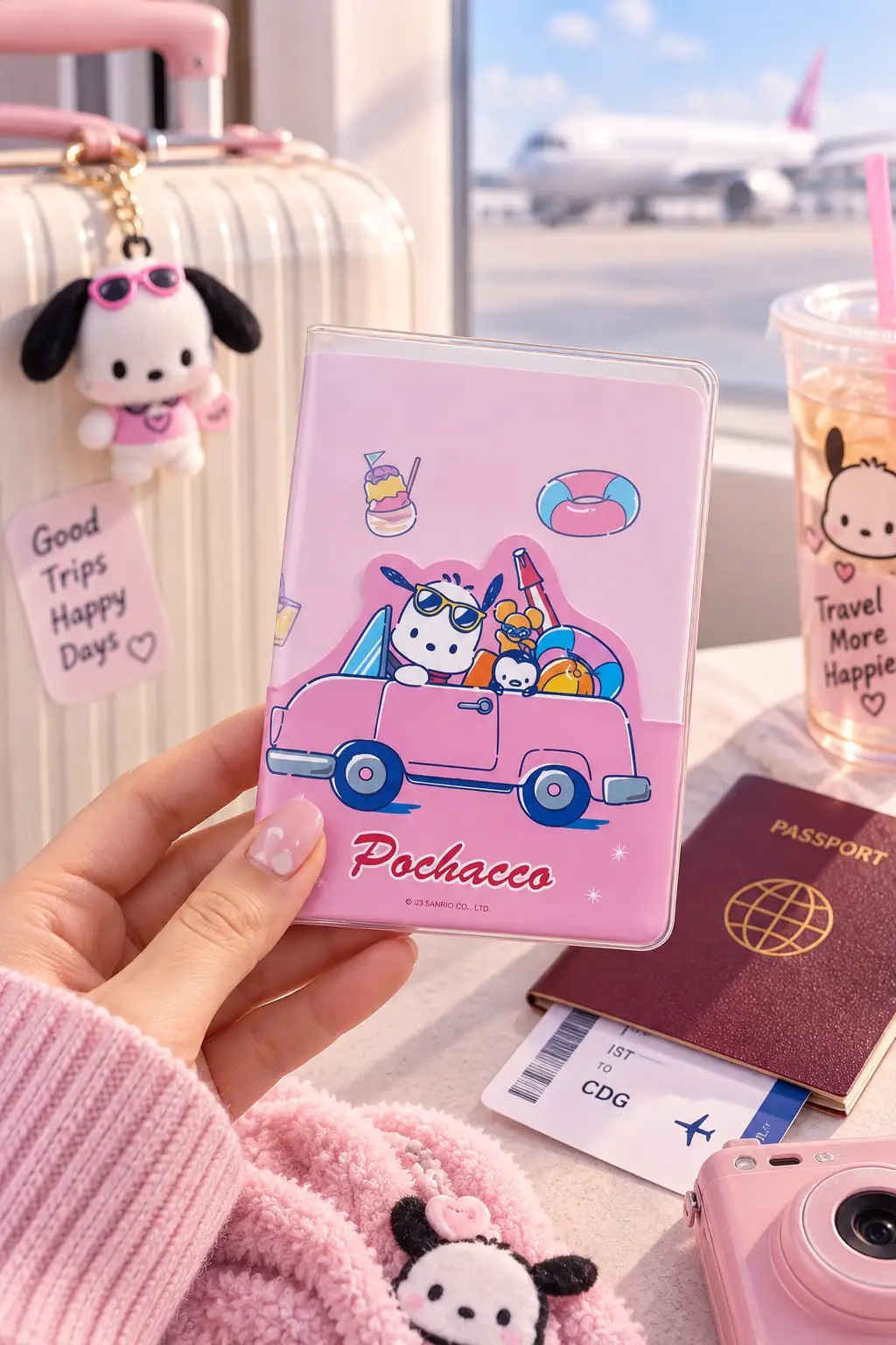 Sanrio Lisanslı Pochacco Pasaport Kılıfı – Seyahat İçin Koruyucu Sevimli Tasarım