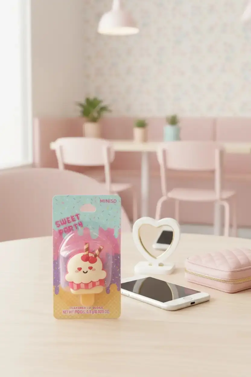 Miniso Lisanslı Tatlı Temalı Kalpli Dondurma Lip Gloss – Nemlendirici Dudak Parlatıcısı