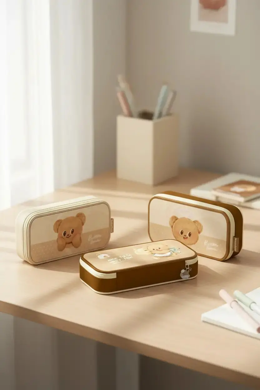 Butterbear Lisanslı Çift Fermuarlı Kalemlik – Geniş Hacimli Okul Düzenleyici 22.5 Cm