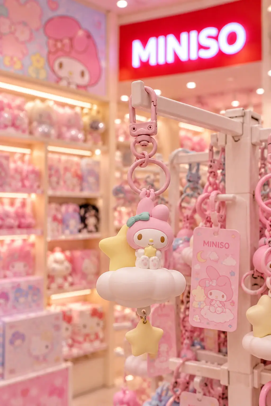 Sanrio Lisanslı My Melody Sweet Dream Koleksiyonu Bulut Işıklı Anahtarlık – Yıldız Figürlü Model