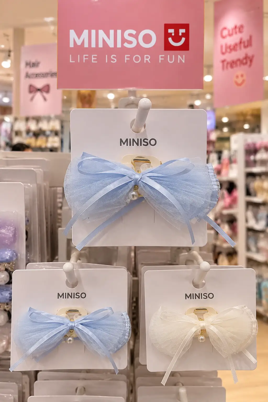 Miniso Lisanslı Sky Blue Serisi Boncuklu Saç Klipsi Zarif Tasarım Mavi 16 Cm