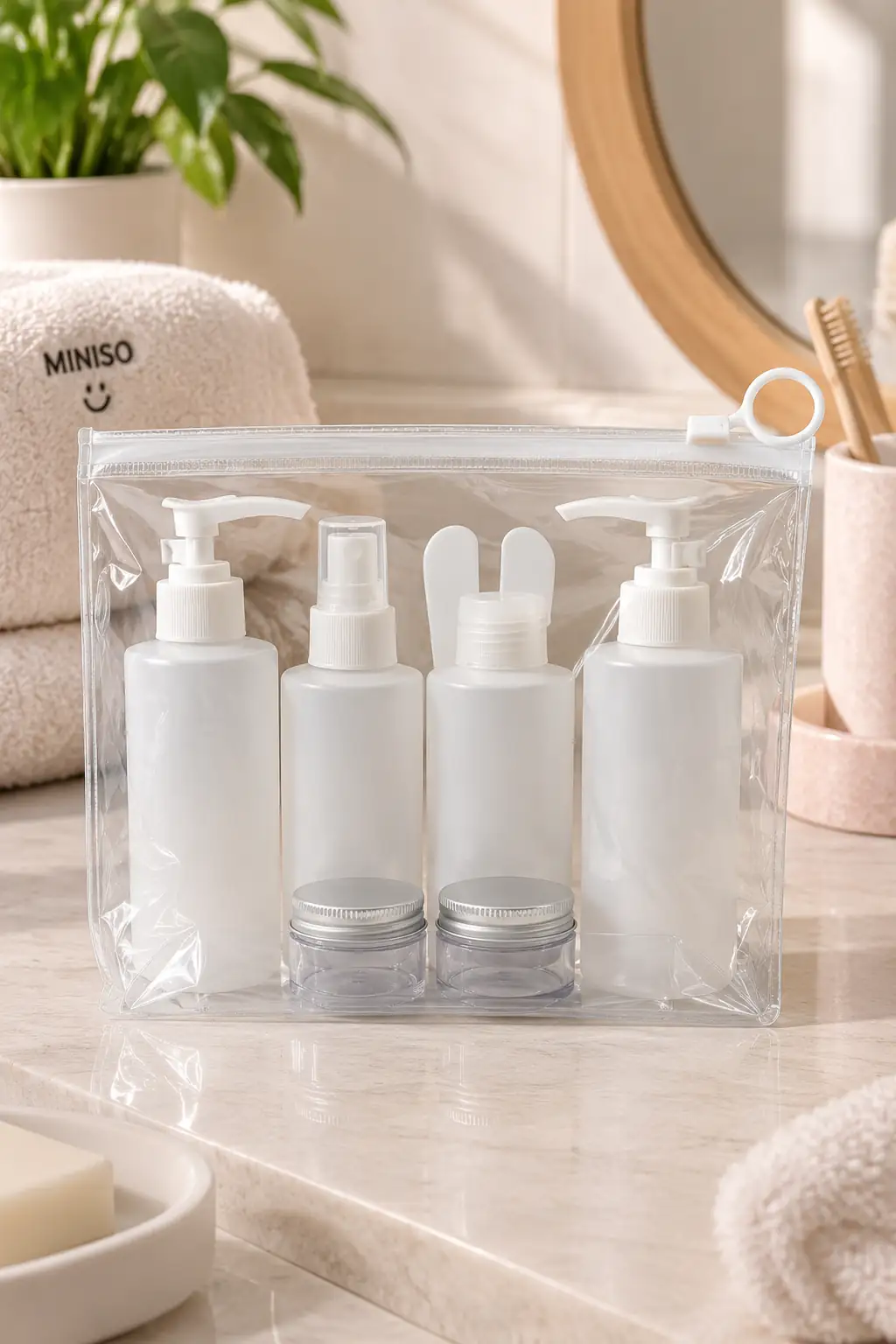 Miniso Lisanslı 8 Parça Seyahat Seti 19.5 Cm – Sızdırmaz Pratik Kozmetik Set