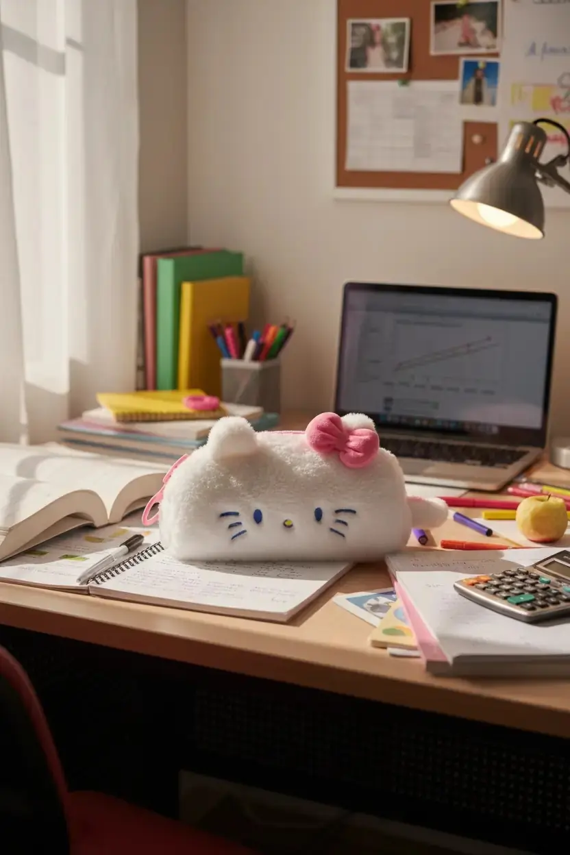Sanrio Lisanslı Hello Kitty 22 Cm Peluş Kalemlik – Büyük Fermuarlı Tasarım