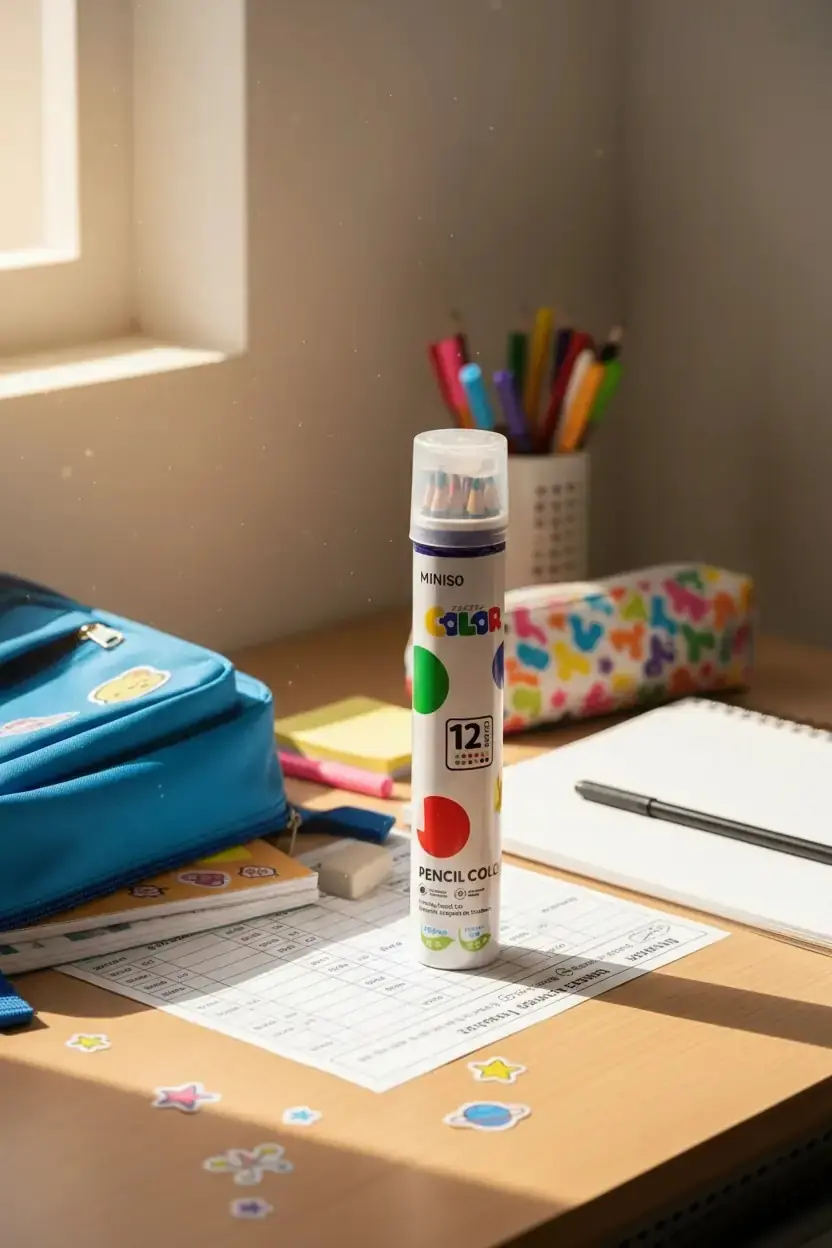 Miniso Lisanslı Polka Dot Silinebilir Boyama Kalemi Seti 12 Renk – Kolay Düzeltme