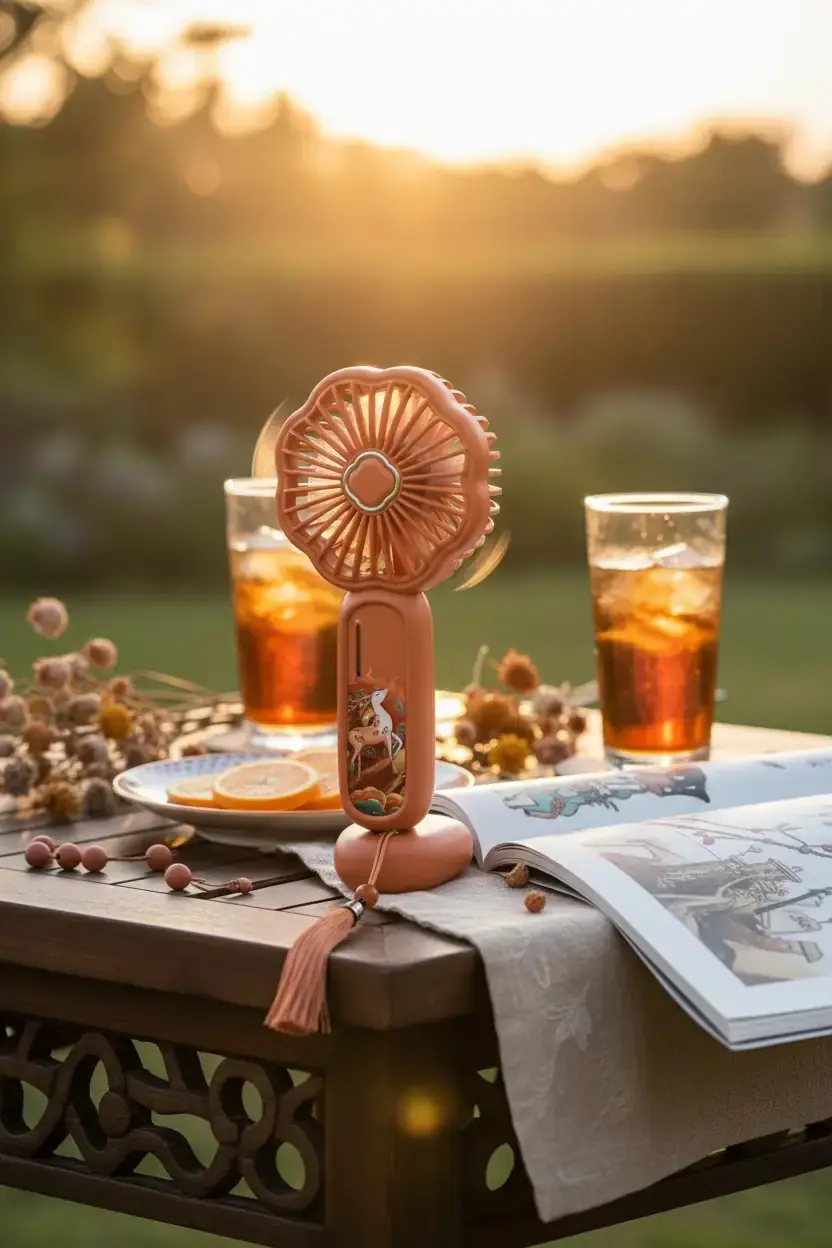 Miniso Lisanslı Dunhuang Serisi El Tipi Vantilatör – 3 Hızlı Şarjlı Kahverengi