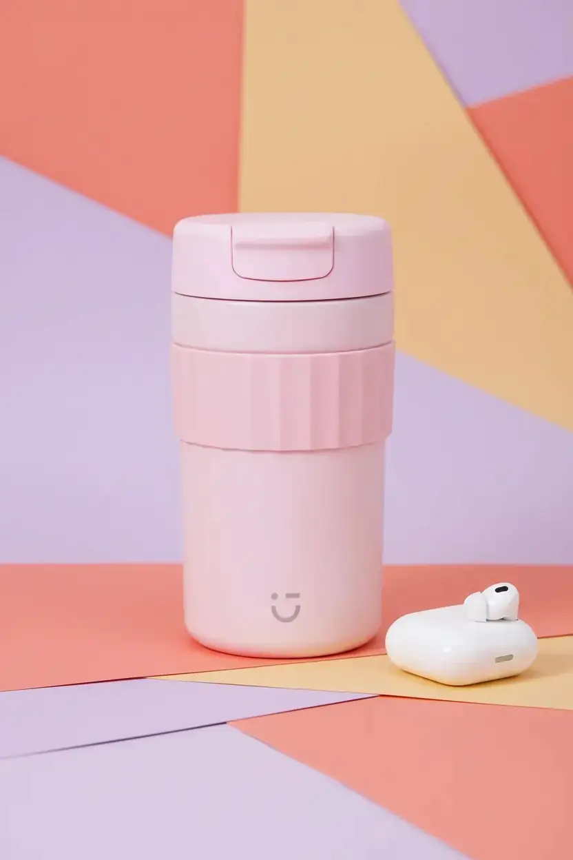 Miniso Lisanslı Minimalist Seri Termos Şişe 450 mL Pembe – Paslanmaz Çelik