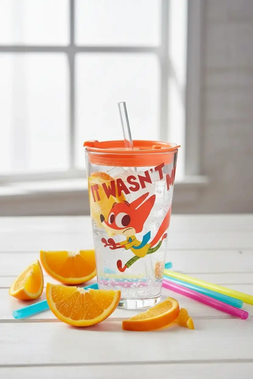 Disney Zootropolis Lisanslı Nick Pipetli Cam Bardak – Cam Kupa 430 mL