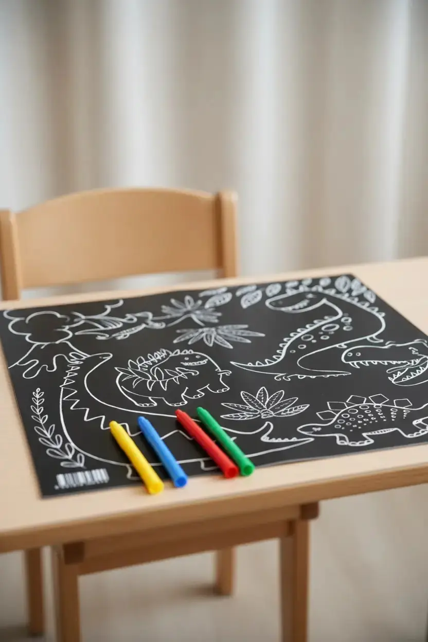 Akademi Çocuk Funny Mat Siyah Dinozorlar – 40x40 cm Silinebilir Aktivite Matı