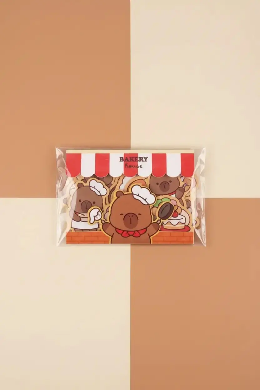 Miniso Lisanslı Pişirme Serisi Mimibara Temalı Sticker Seti Renkli Süsleme Çıkartmaları