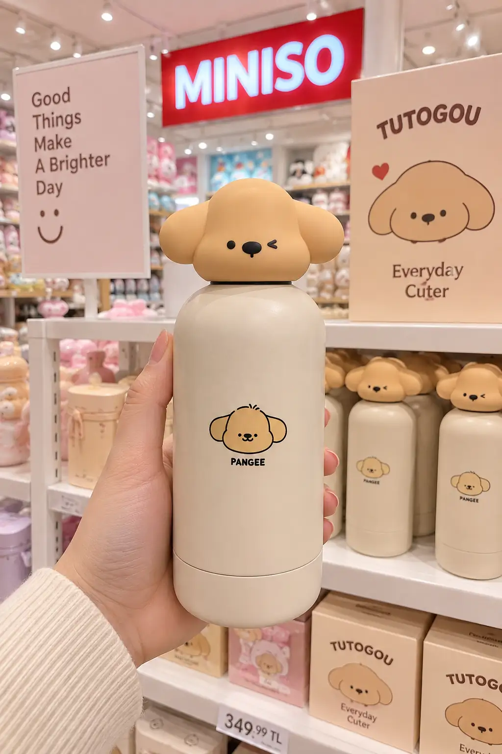 Miniso Lisanslı Tutogou Pangee Dekoratif Kapaklı Termos 380 Ml – 20 Cm