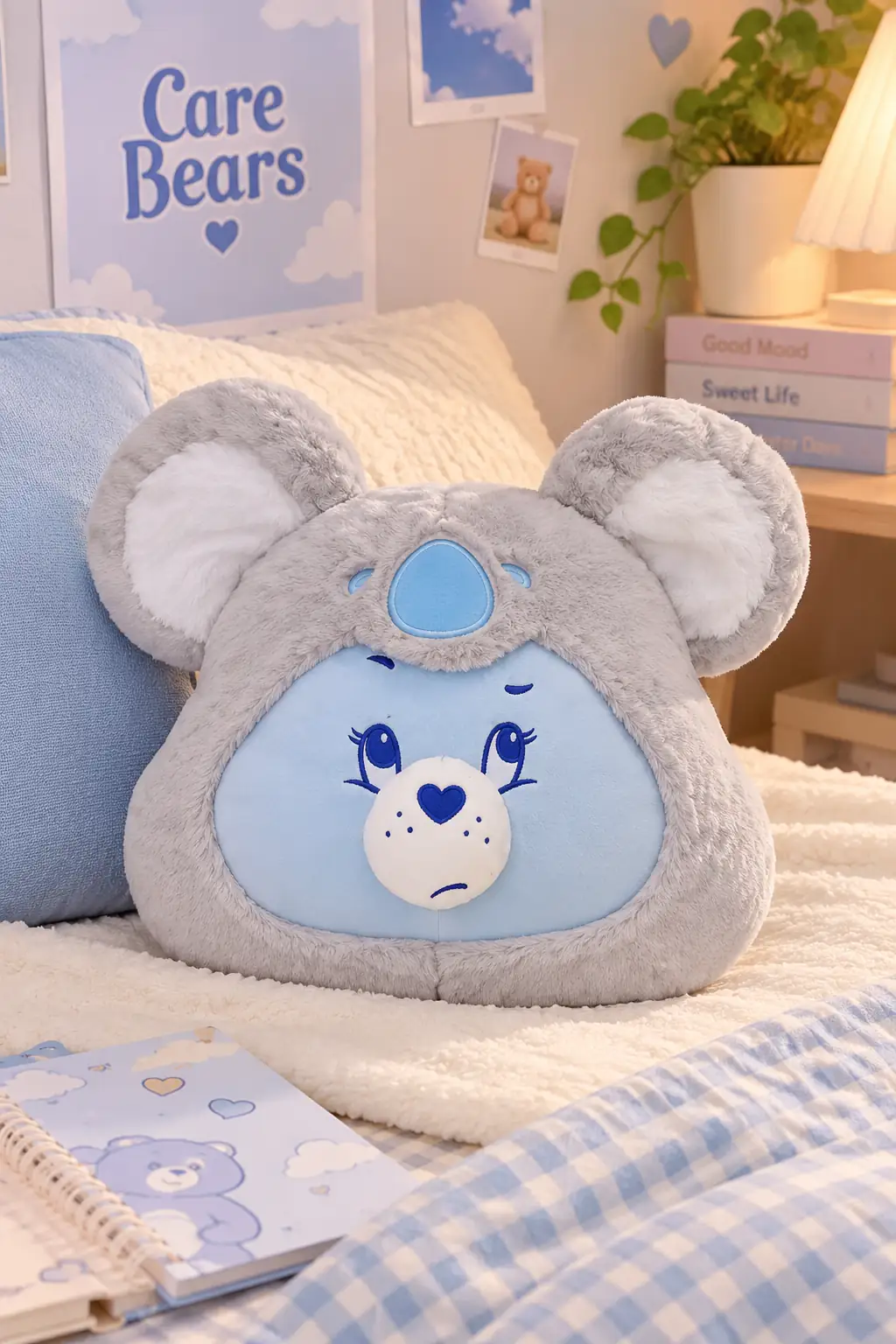 Care Bears Lisanslı Grumpy Peluş Yastık 35 Cm – Kostümlü Baş Şekilli Dekoratif Minder
